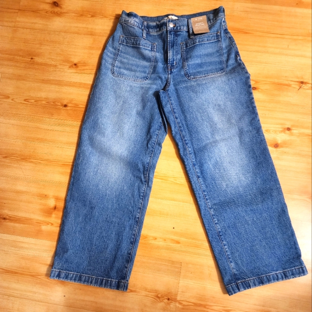 Madewell High Rise Wide Leg Denim Blue Jeans NWT - Picture 3 of 11
